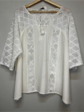 Summer White Boho Tie-Front Top